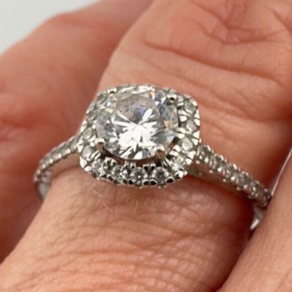 Nataliya V Collister NVC Sterling Silver CZ Engagement Solitaire Ring size 9 - Picture 3 of 7